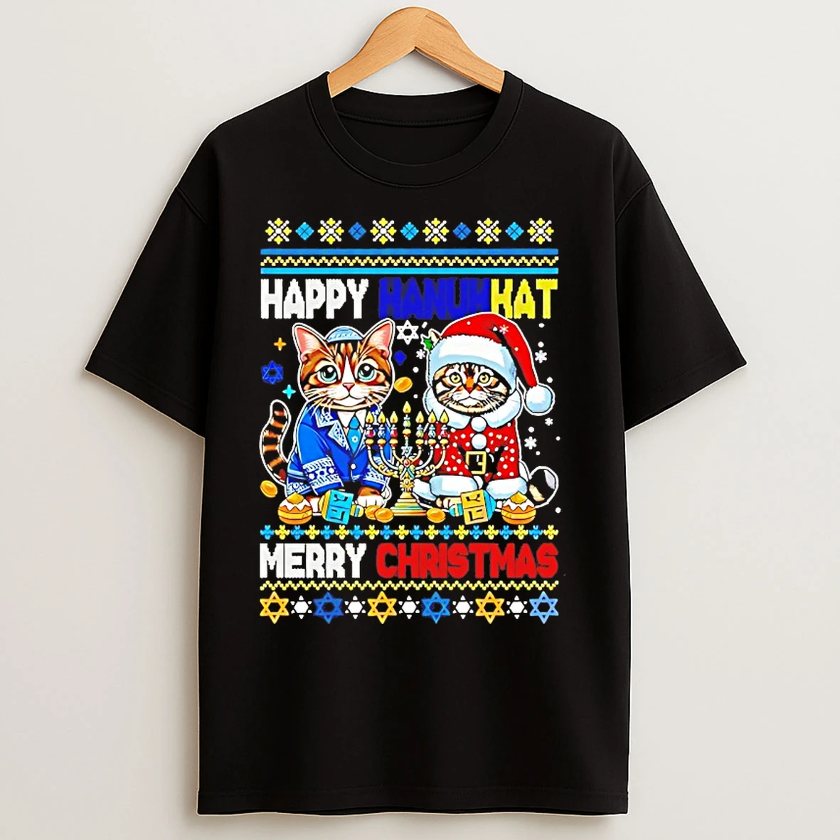 Classic Happy Hanuk Kat Merry Christmas T Shirts