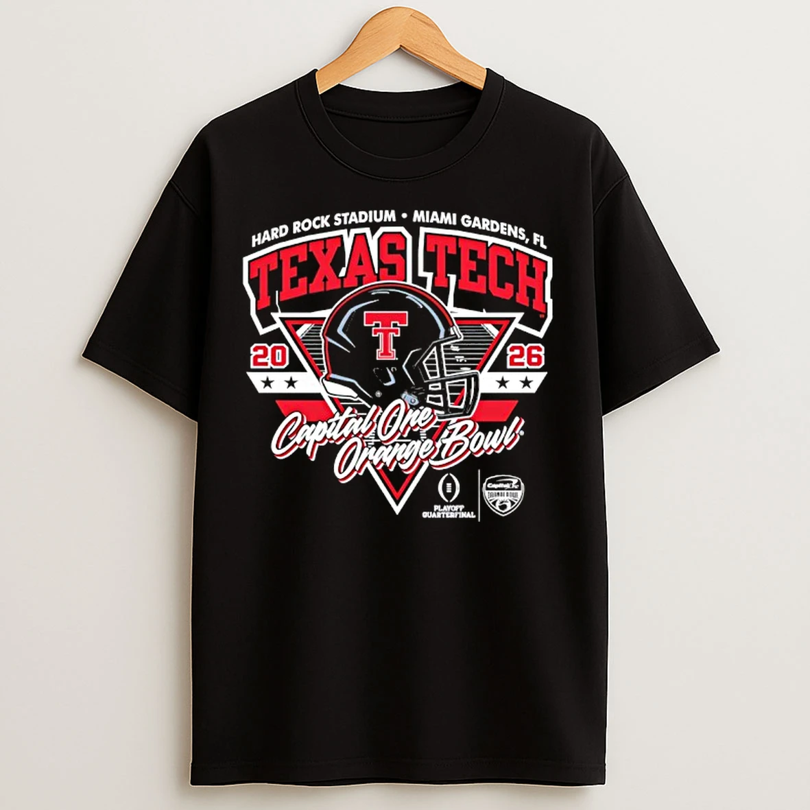 Classic Hard Rock Stadium Miami Gardens Fl 2026 Capital One Orange Bowl Red Raiders T Shirts