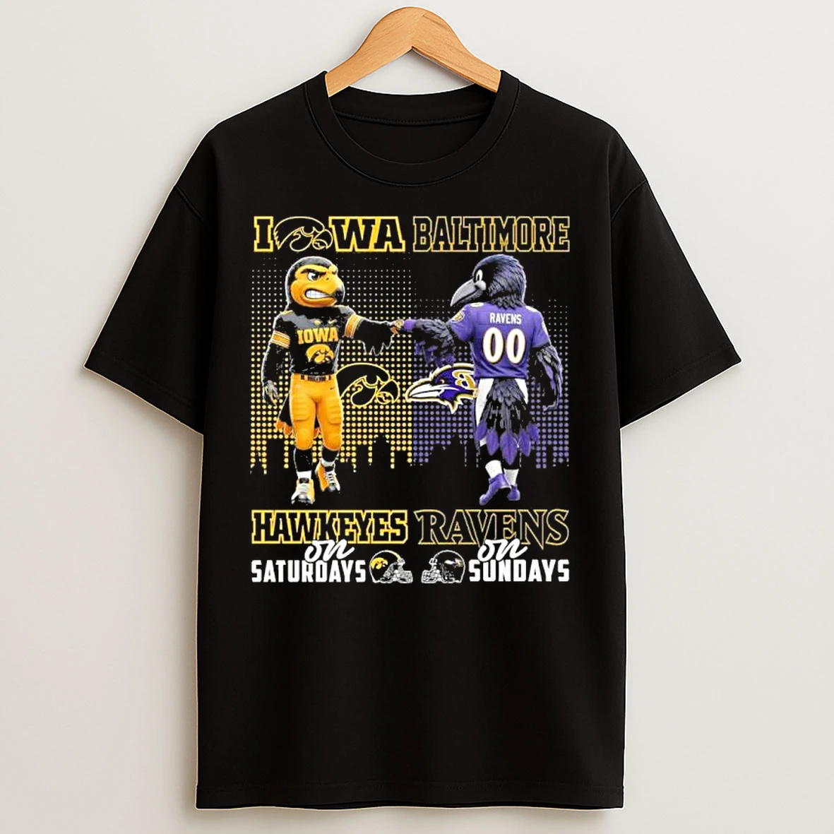 Classic Hawkeyes Vs Ravens Mascot On Saturdays And On Sundays T Shirts