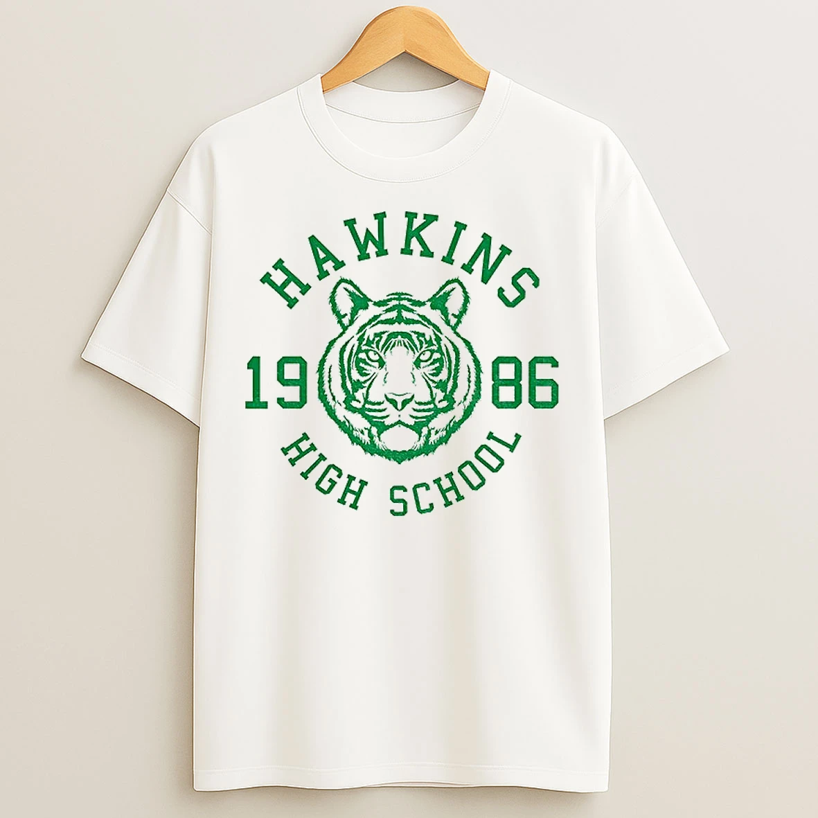 Classic Hawkins High School 1986 Tiger Retro Logo T Shirts