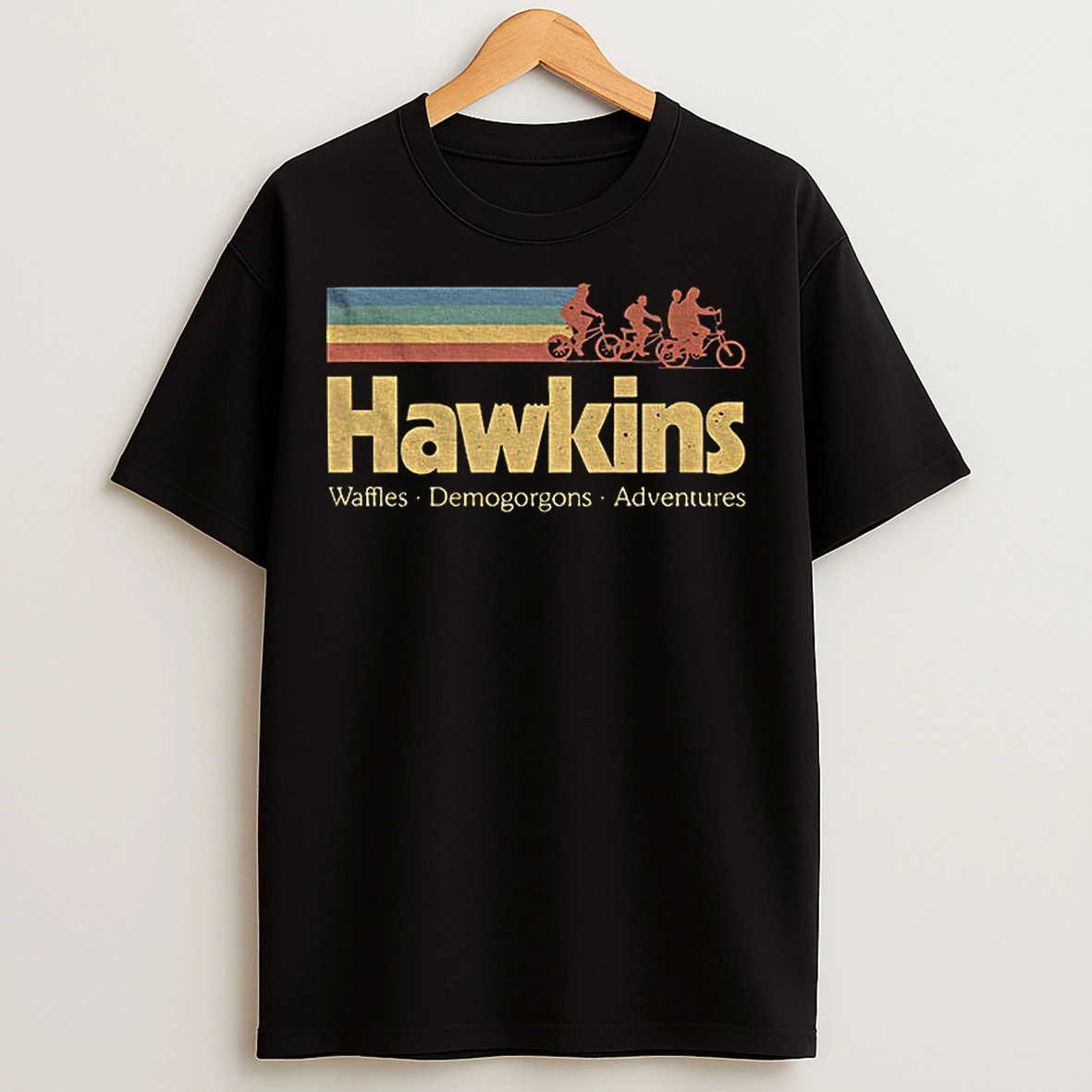 Classic Hawkins Retro Stripe Waffles Demogorgons Adventures T Shirts