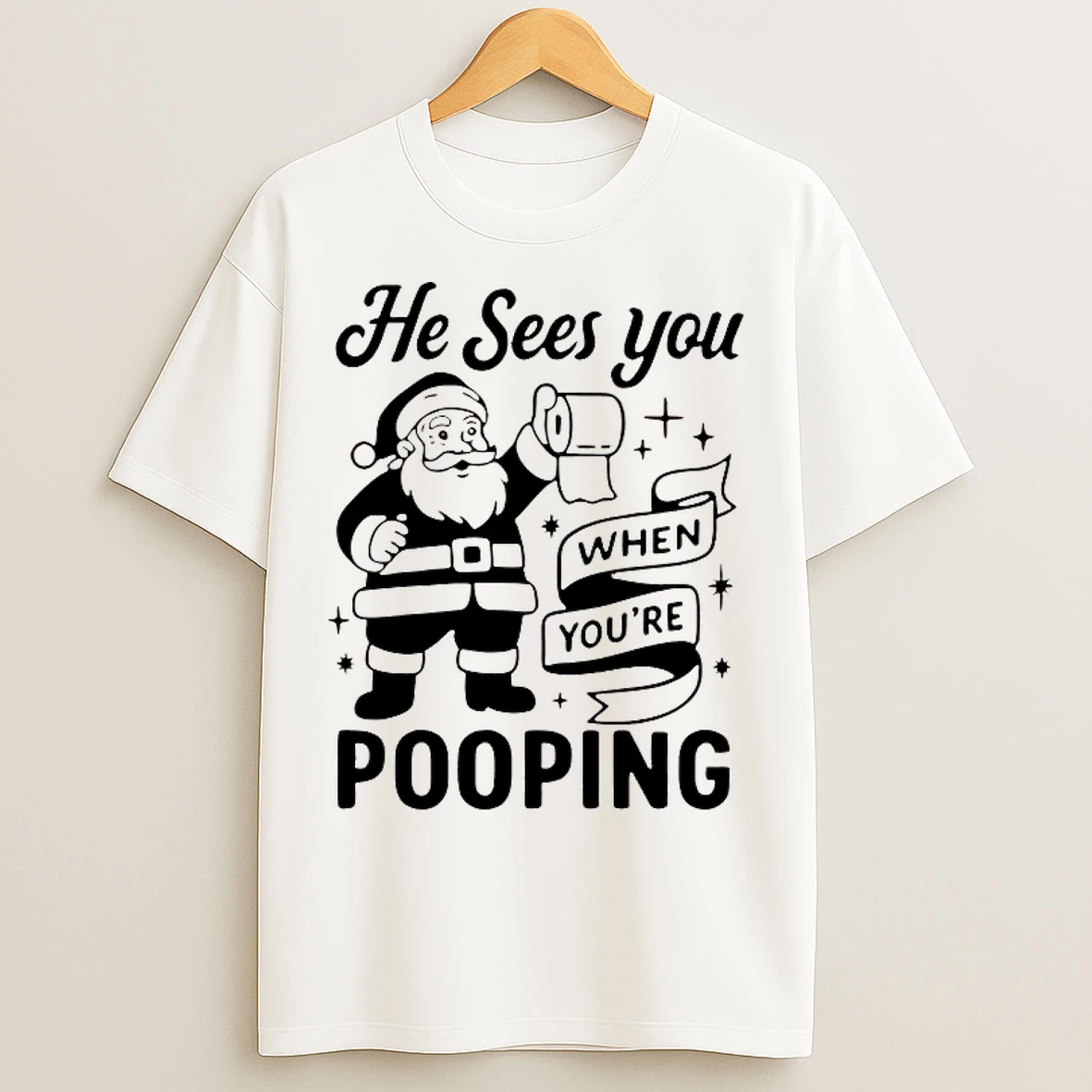 Classic He Sees You When Youre Pooping Christmas T Shirts