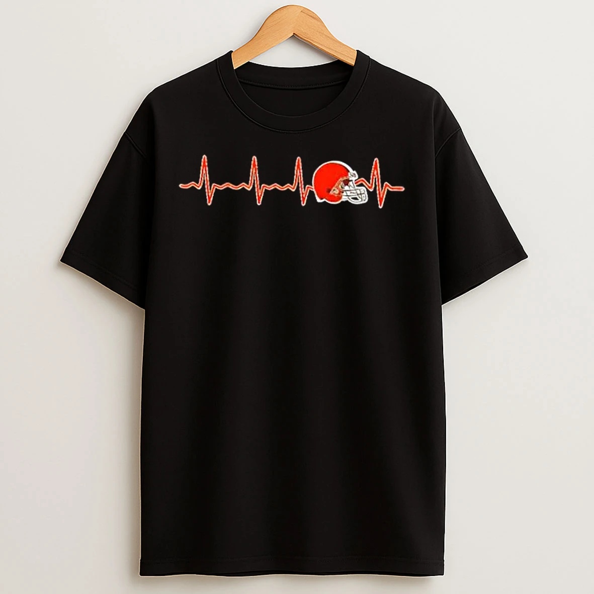Classic Heartbeat Cleveland Browns Football Logo Graphic T Shirts