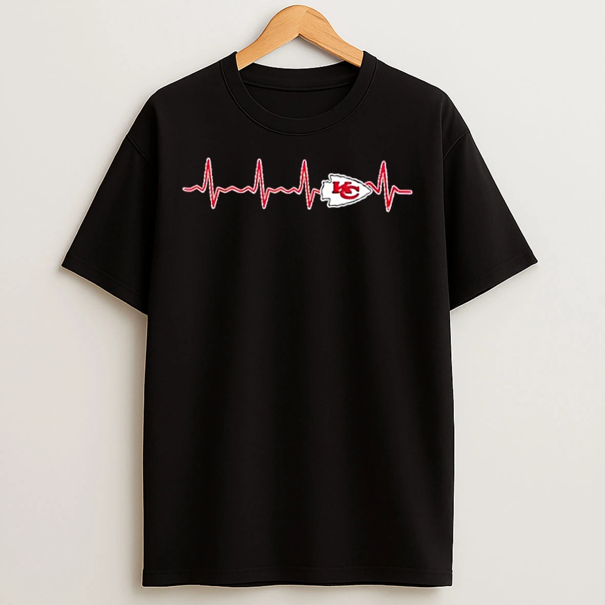 Classic Heartbeat Kansas City Chiefs Football Logo Graphic T Shirts