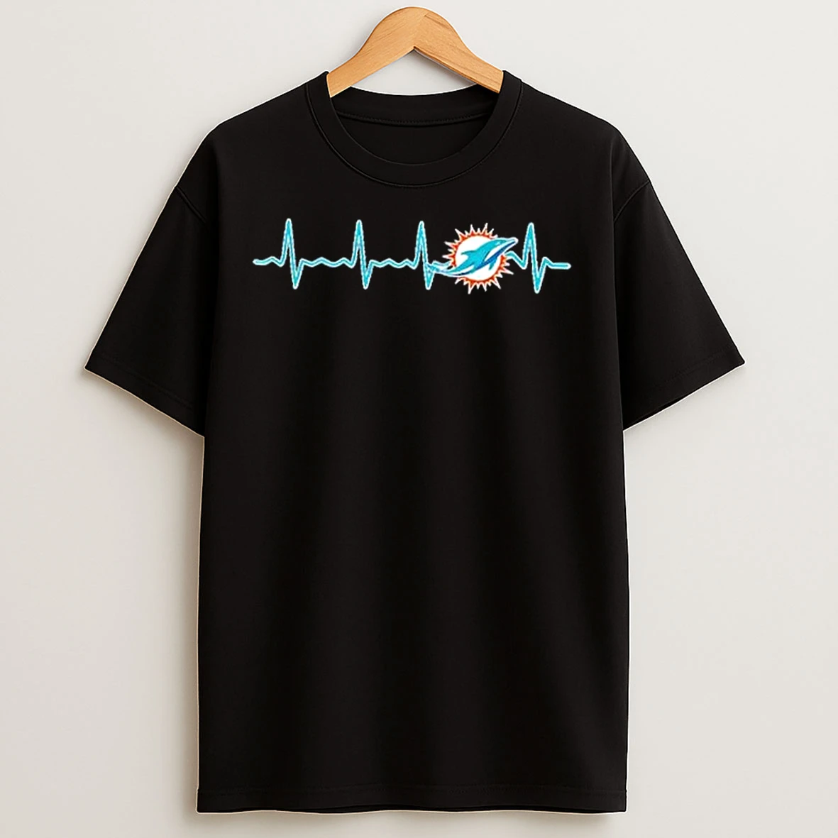 Classic Heartbeat Miami Dolphins Football Logo Graphic T Shirts