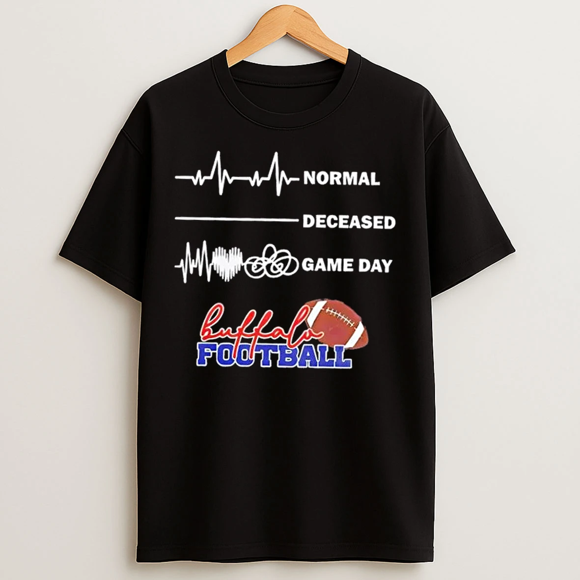 Classic Heartbeat Normal Deceased Game Day Buffalo Bills Football T Shirts