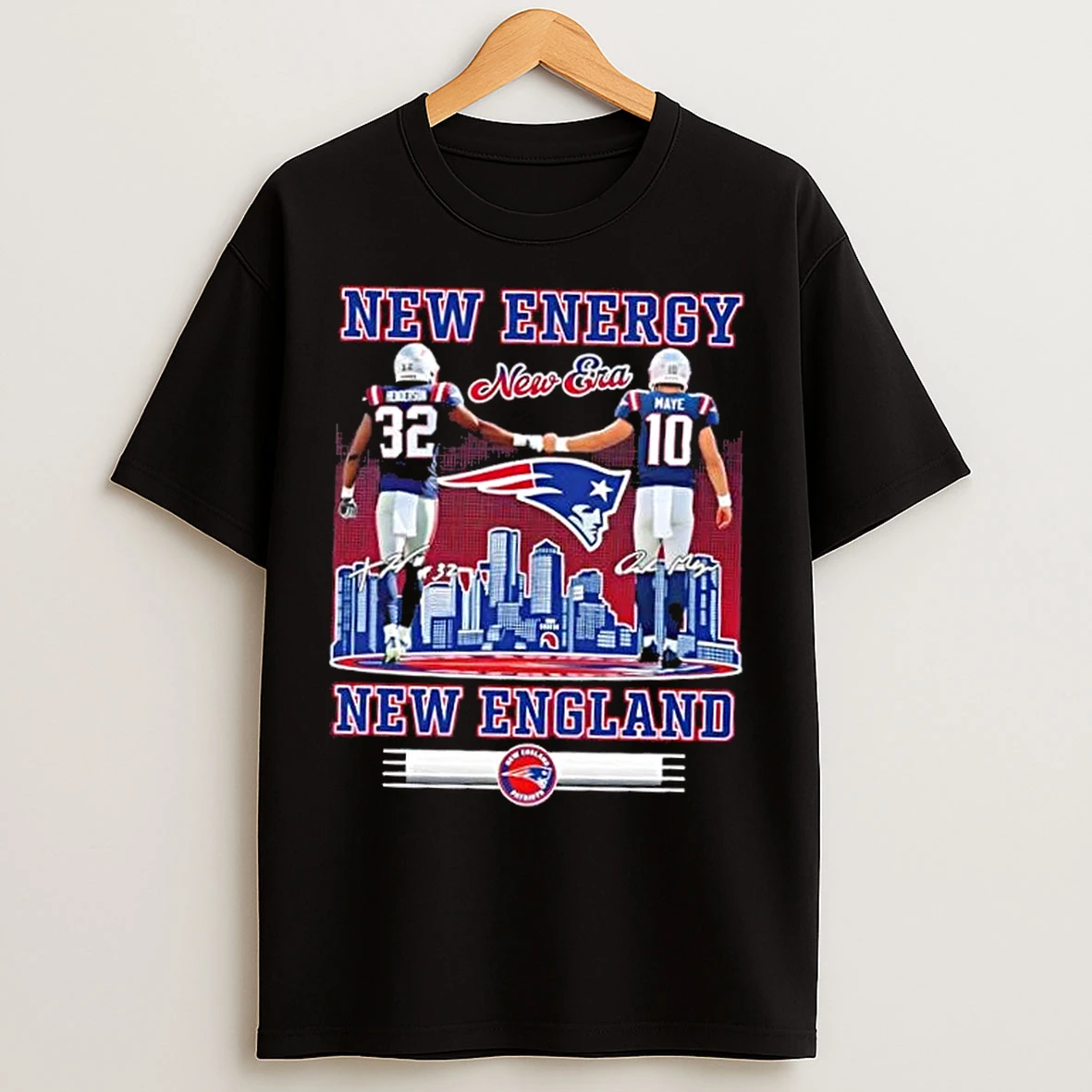 Classic Henderson X Maye New Energy New Era New England Patriots Skyline T Shirts