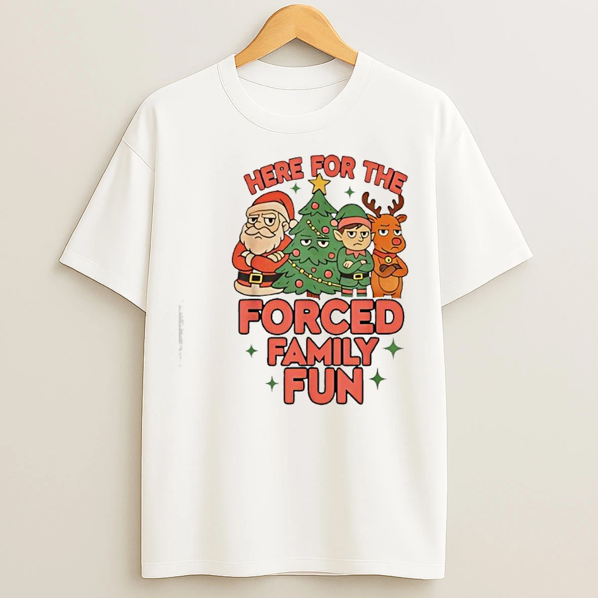 Classic Here For The Forced Family Fun 2025 Family Matchin Christmas T Shirts