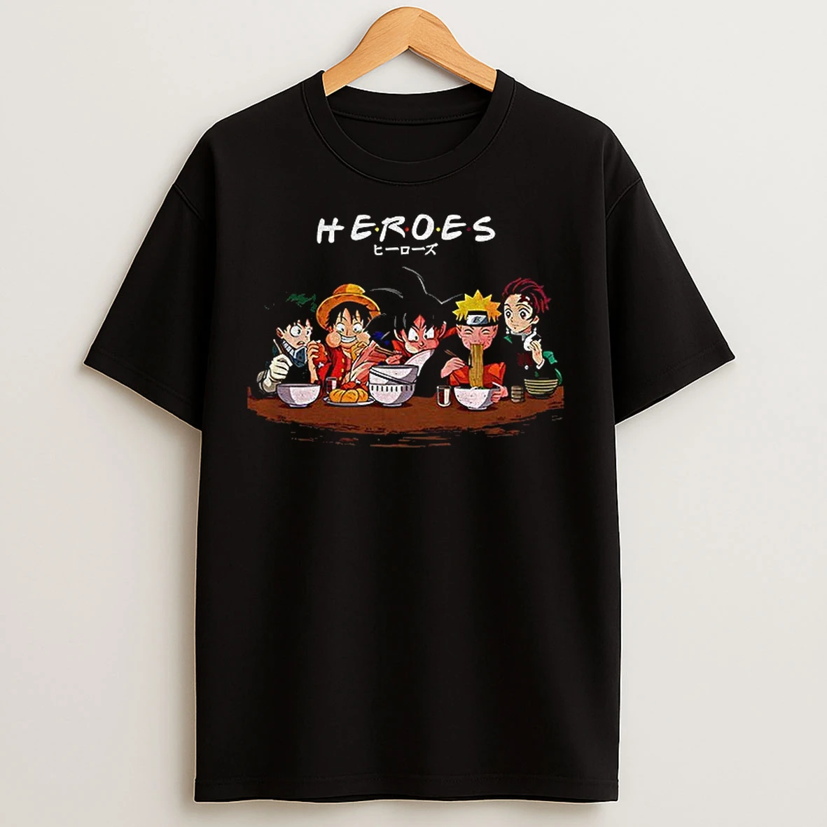 Classic Heroes Izuku Midoriya D Luffy Tanjiro Kamado Naruto Son Goku Anime Cartoon T Shirts