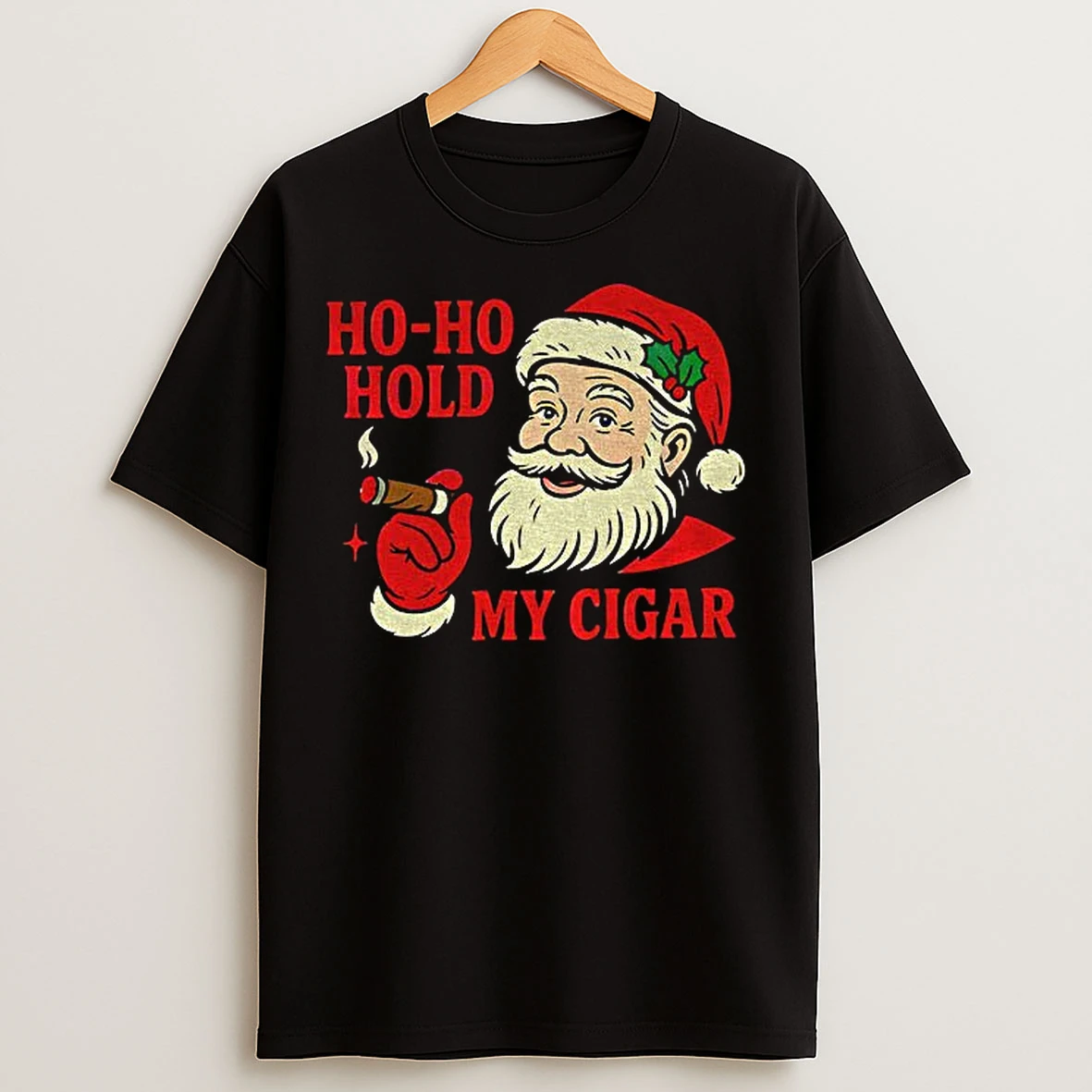 Classic Ho Ho Hold My Cigar Vintage Santa Christmas Cigar T Shirts
