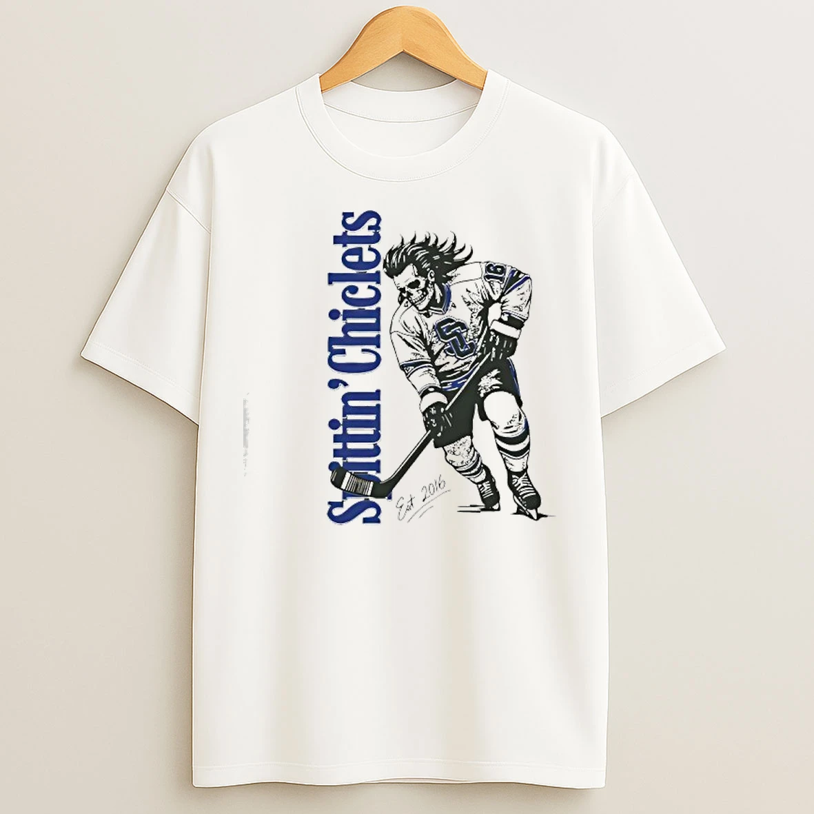 Classic Hockey Spittin Chiclets Skullet Vertical T Shirts
