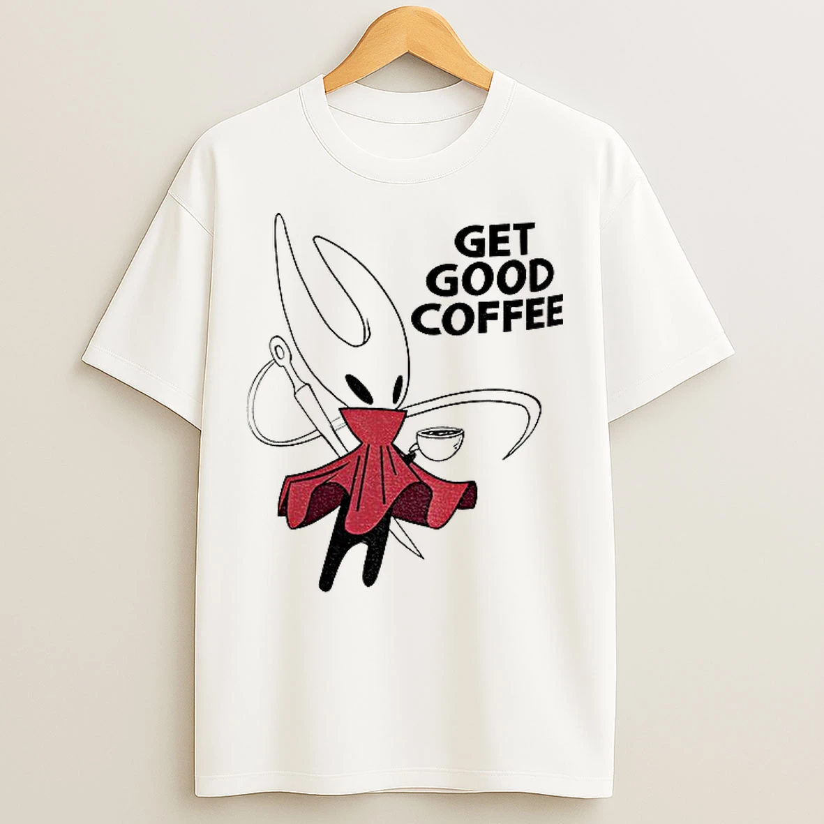 Classic Hollow Knight Silksong Hornet Get Good Coffee T Shirts