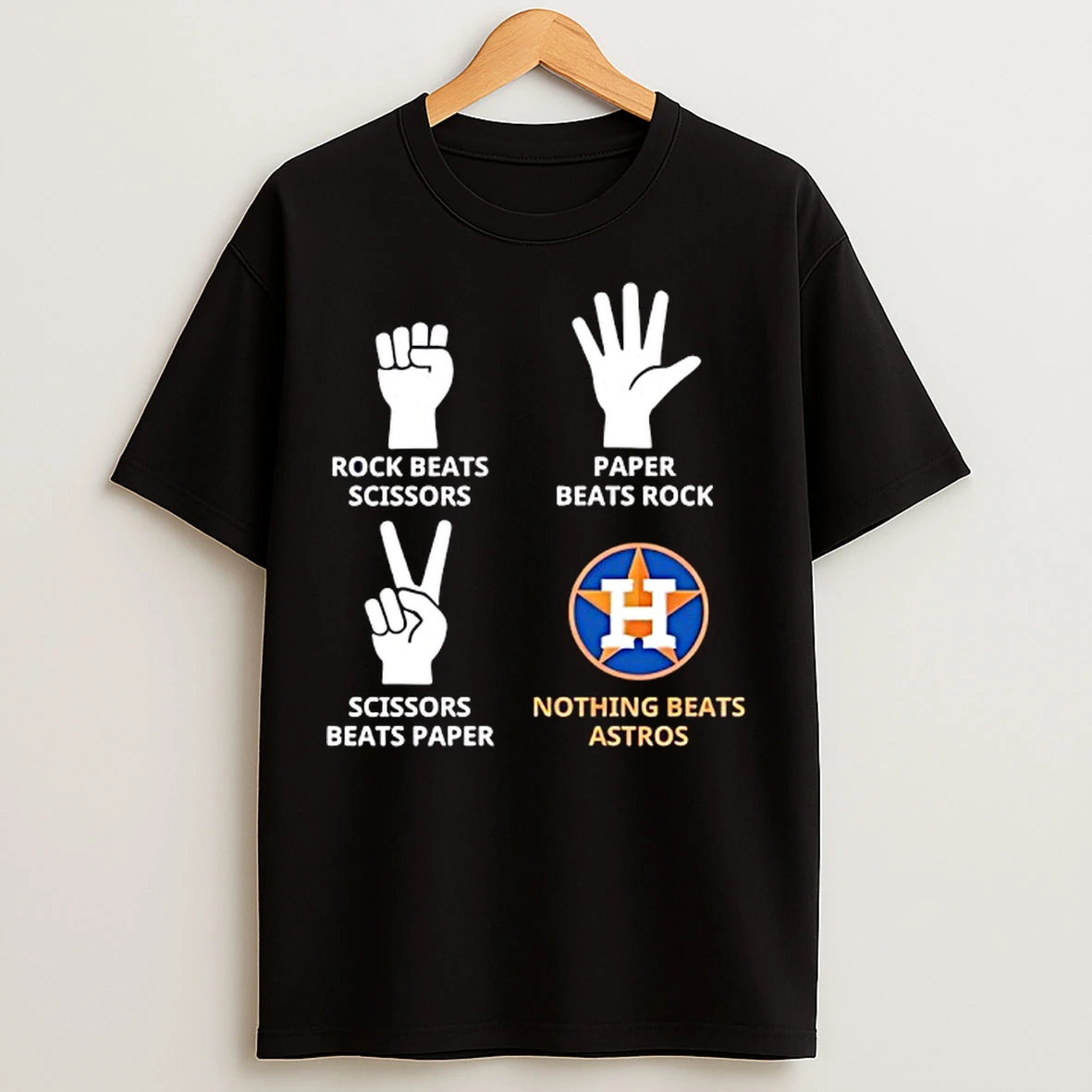 Classic Houston Astros Nothing Beats Rock Beats Scissors Paper Beats Rock Scissors Beats Paper T Shirts