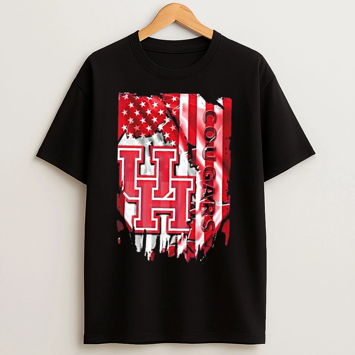 Classic Houston Cougars Football X American Flag T Shirts