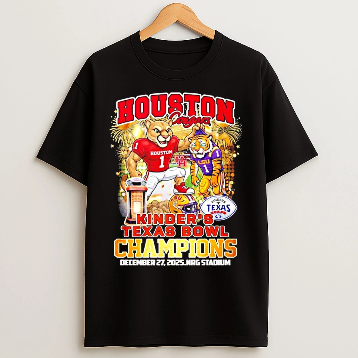 Classic Houston Cougars Football Kinders Texas Bowl Champions 2025 Mascot T Shirts