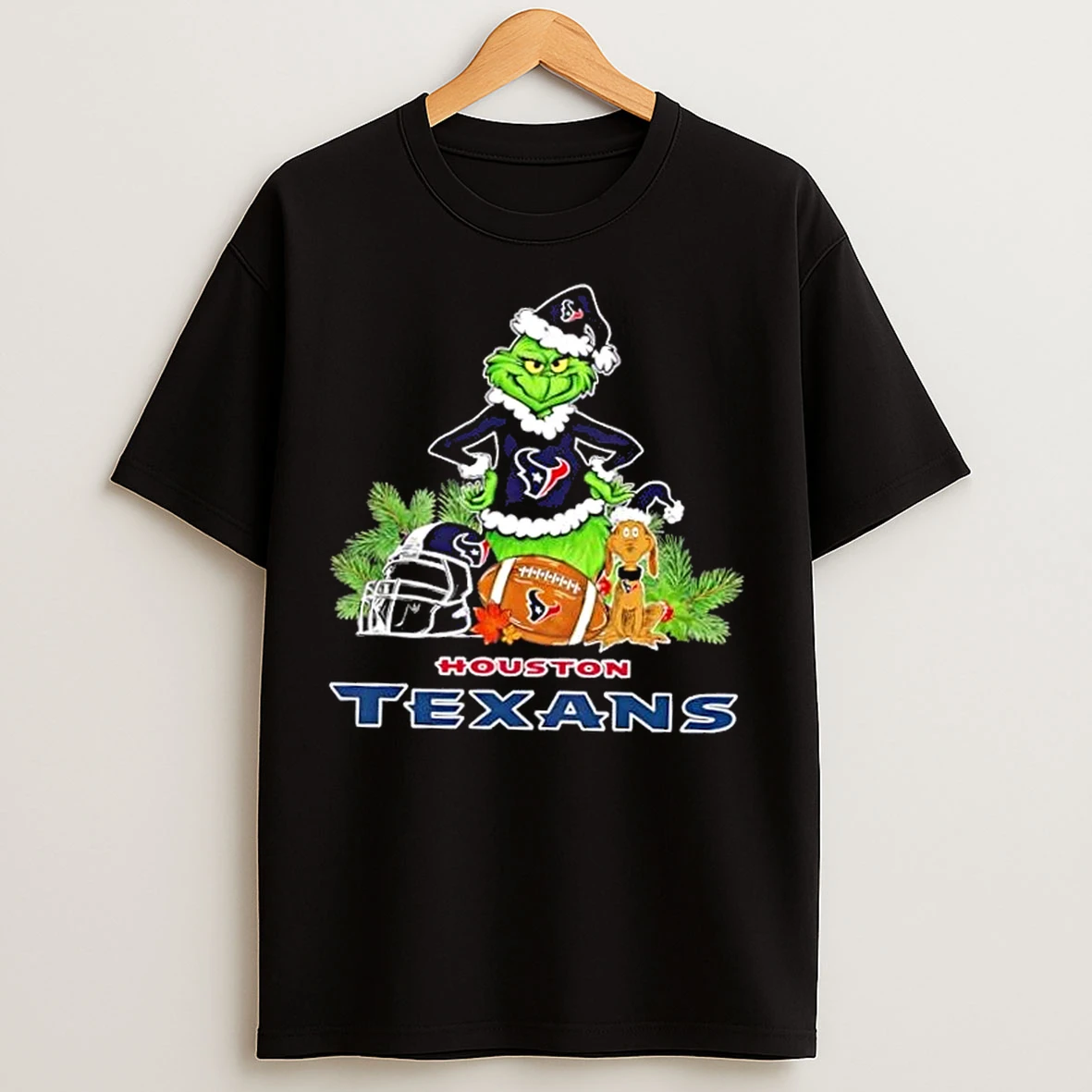 Classic Houston Texans Football X Grinch And Max Dog Merry Christmas T Shirts