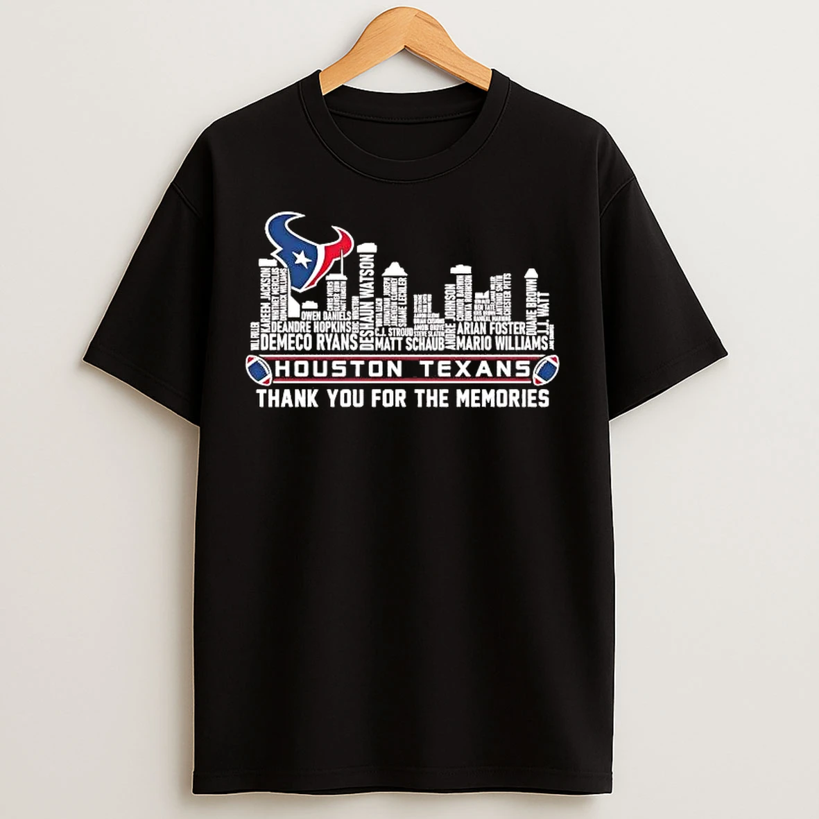 Classic Houston Texans City Players Names Thank You For The Memories T Shirts