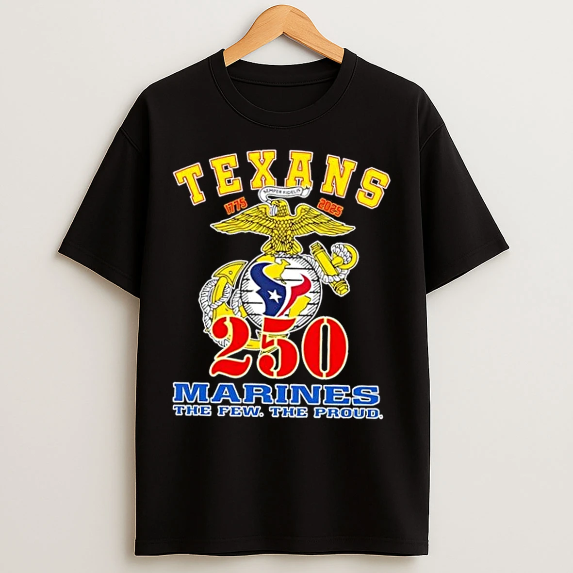 Classic Houston Texans X U S M C 250th Birthday Celebration T Shirts