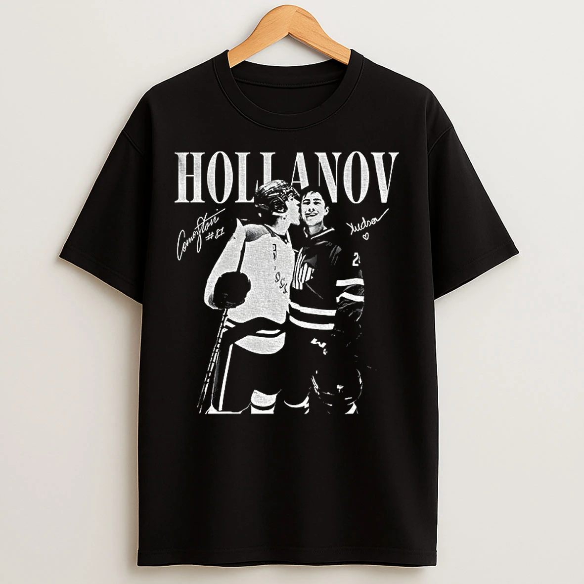 Classic Hudson Williams Connor Storrie Licking Face Hollanov Hockey Signatures T Shirts