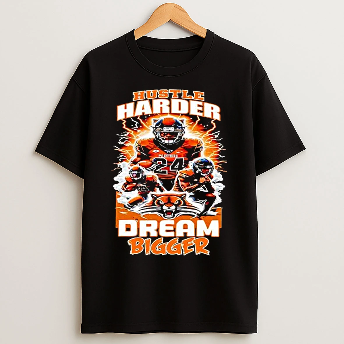 Classic Hustle Harder Dream Bigger Panther Football T Shirts