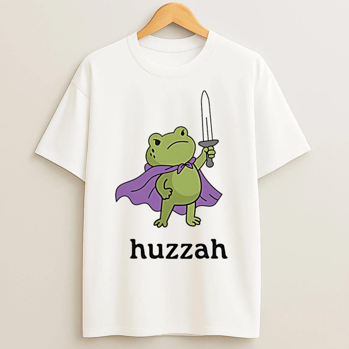 Classic Huzzah Frog Knight Funny T Shirts
