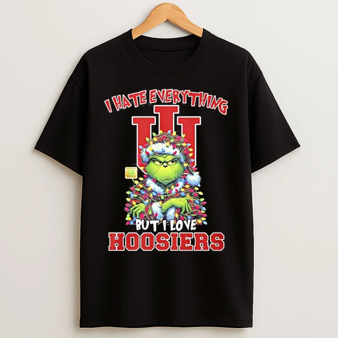 Classic I Hate Everything But I Love Indiana Hoosiers Grinch Christmas T Shirts