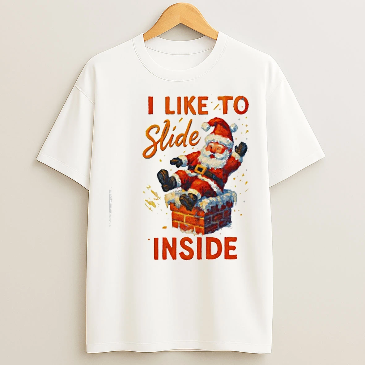 Classic I Like To Slide Inside Santa Funny Christmas T Shirts