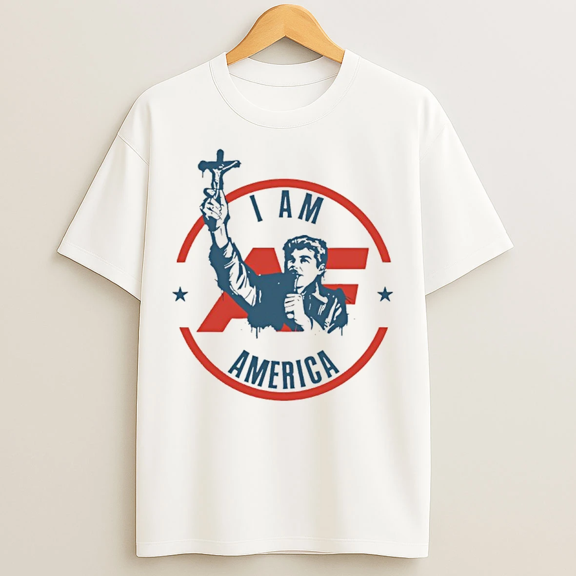 Classic I Am America First Crucifix T Shirts