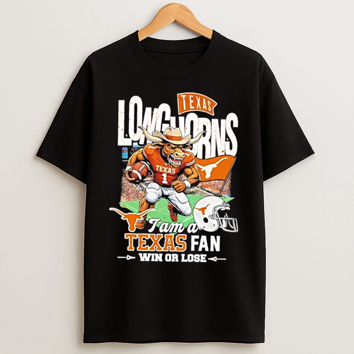 Classic I Am A Texas Longhorns Fan Win Or Lose Football Mascot Helmet T Shirts