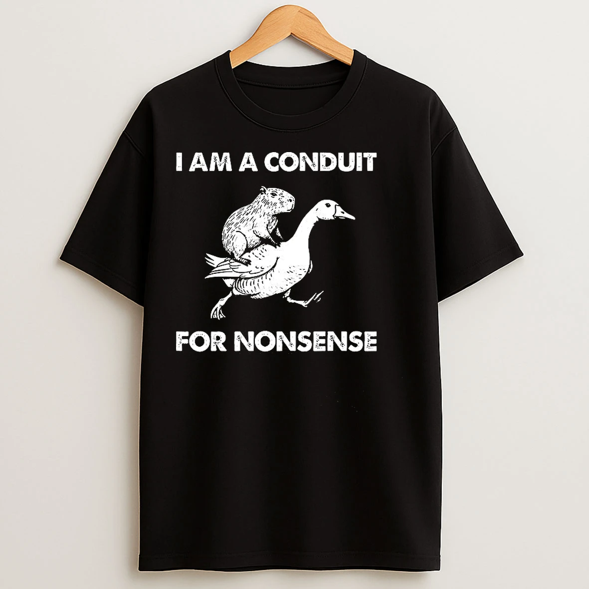 Classic I Am A Conduit For Nonsense Capybara Riding Goose T Shirts