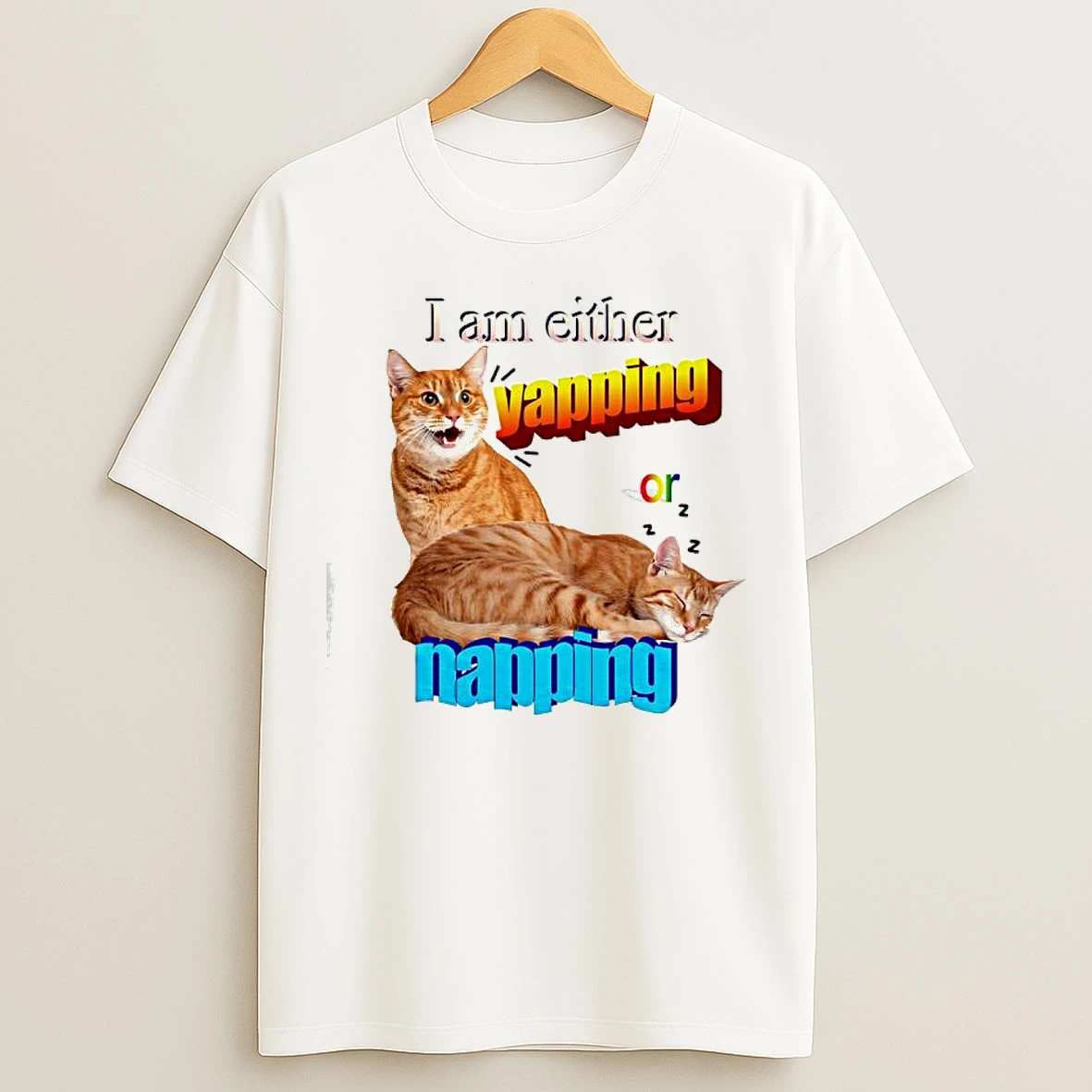 Classic I Am Either Yapping Or Napping Two Orange Cats Graphic T Shirts