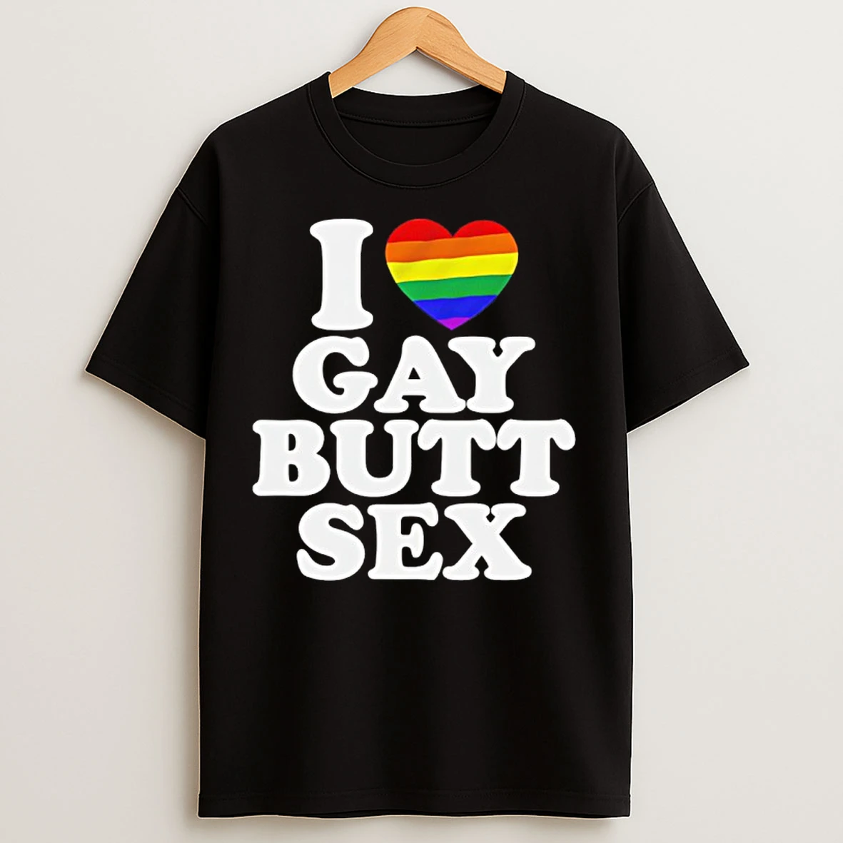 Classic I Love Gay Butt Sex Heart Rainbow T Shirts