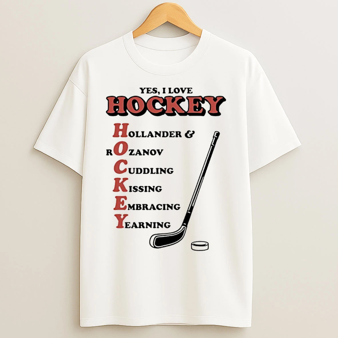 Classic I Love Hockey Hollander Rozanov Cuddling Kissing Embracing Yearning Acronym T Shirts