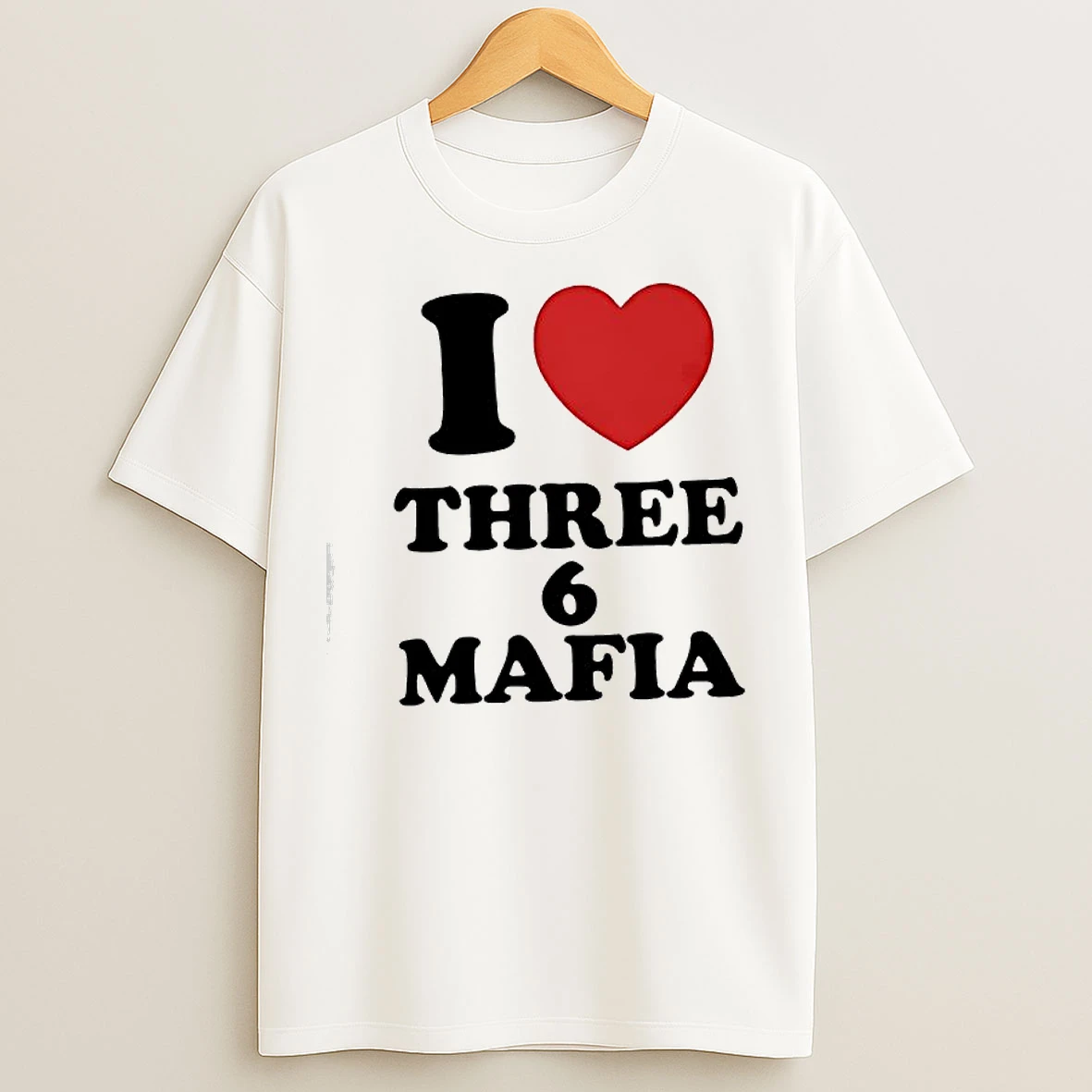 Classic I Love Three 6 Mafia Heart Symbol Graphic T Shirts
