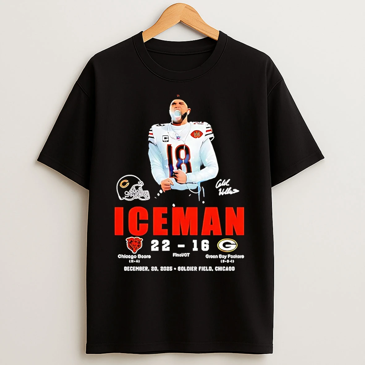 Classic Ice Man Caleb Williams Chicago Bears 22 16 Packers Signature T Shirts