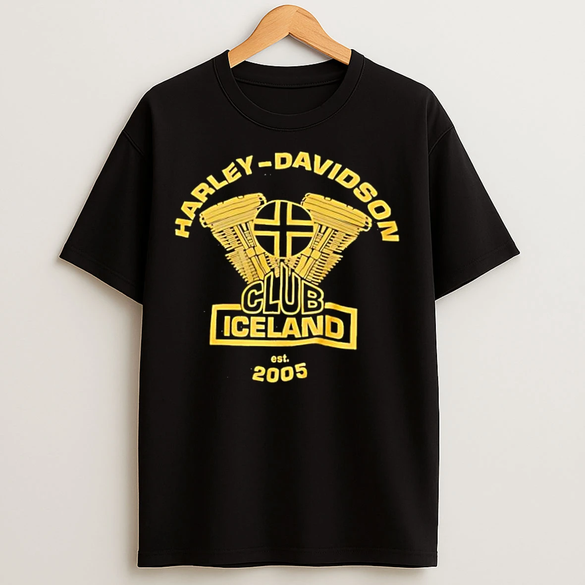 Classic Iceland Harley Davidson Motorcycle Est 2005 Logo T Shirts