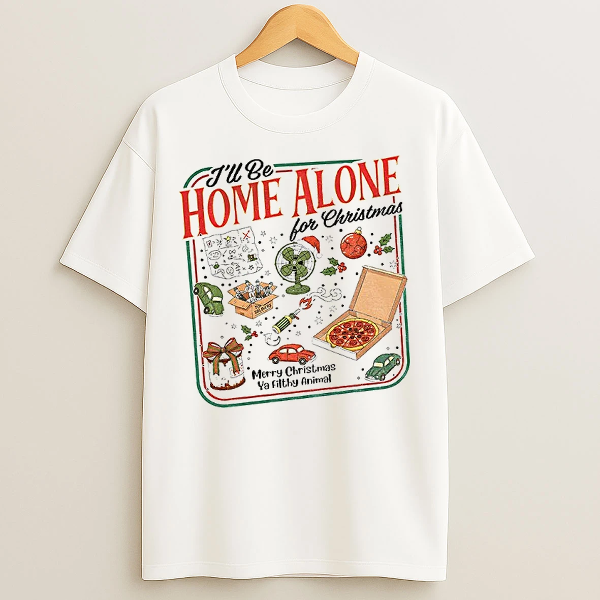 Classic Ill Be Home Alone For Christmas Merry Christmas Ya Filthy Animal T Shirts