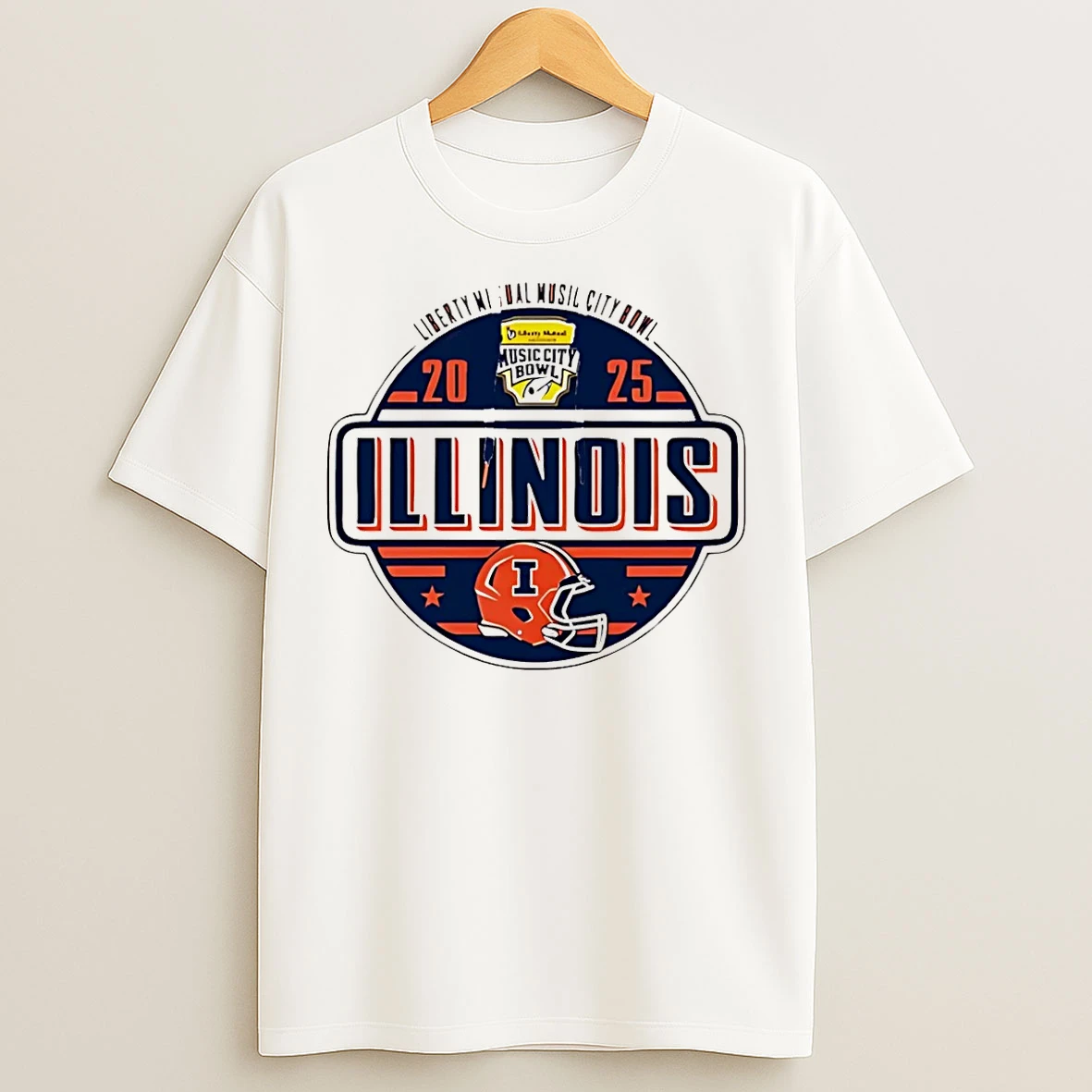 Classic Illinois Fighting Illini 2025 Liberty Mutual Music City Bowl Logo T Shirts