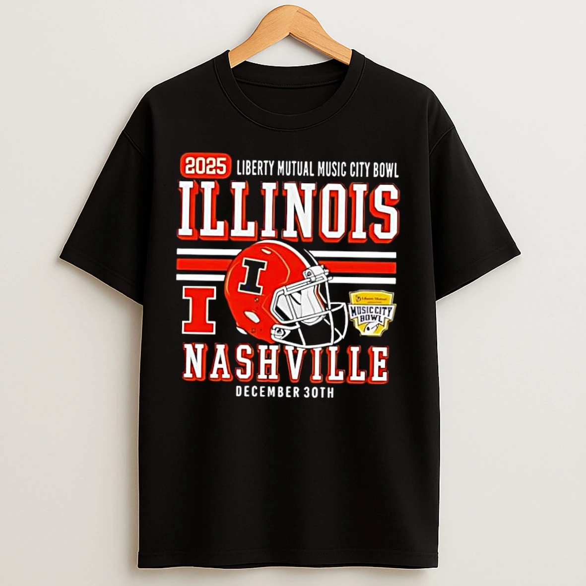 Classic Illinois Fighting Illini Football 2025 Liberty Mutual Music City T Shirts