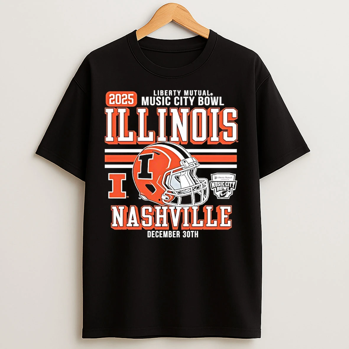 Classic Illinois Fighting Illini Football 2025 Music City Bowl Helmet T Shirts