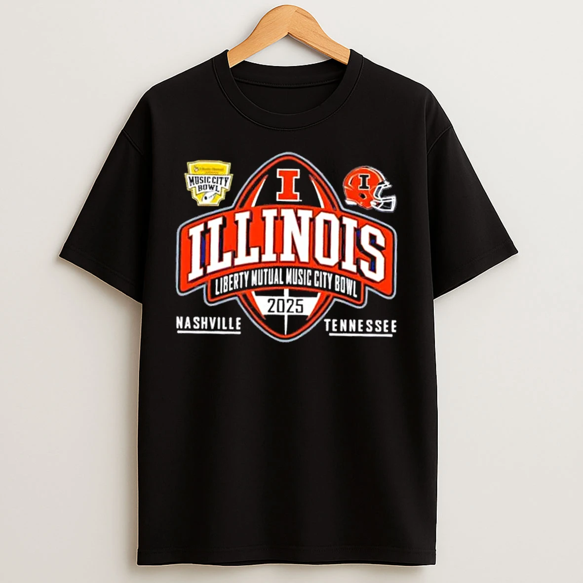 Classic Illinois Fighting Illini Football Adult 2025 Music City Bowl T Shirts