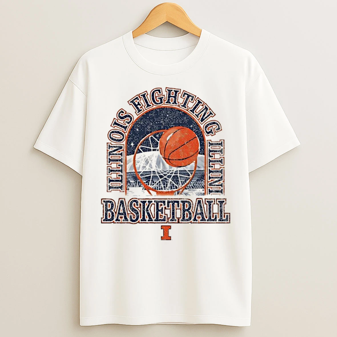 Classic Illinois Fighting Illini Basketball Graphic Vintage T Shirts