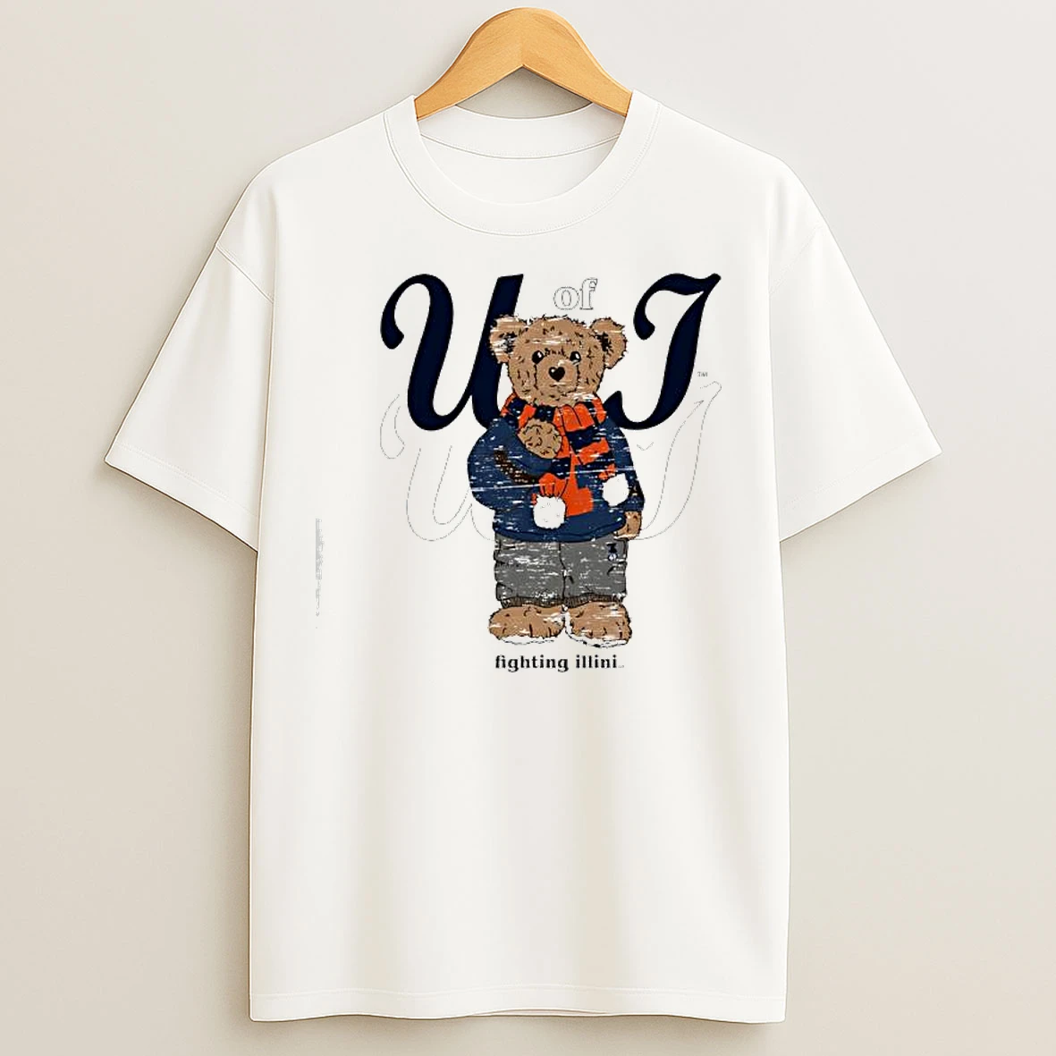 Classic Illinois Fighting Illini Of Tan Cozy Bear T Shirts