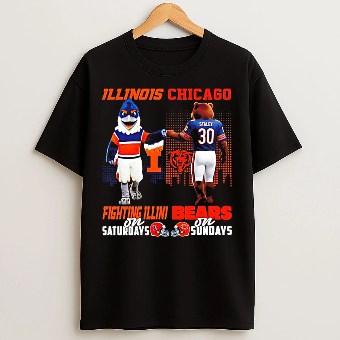 Classic Illinois Fighting Illini On Saturdays Vs Chicago Bears On Sundays Mascot Skyline T Shirts