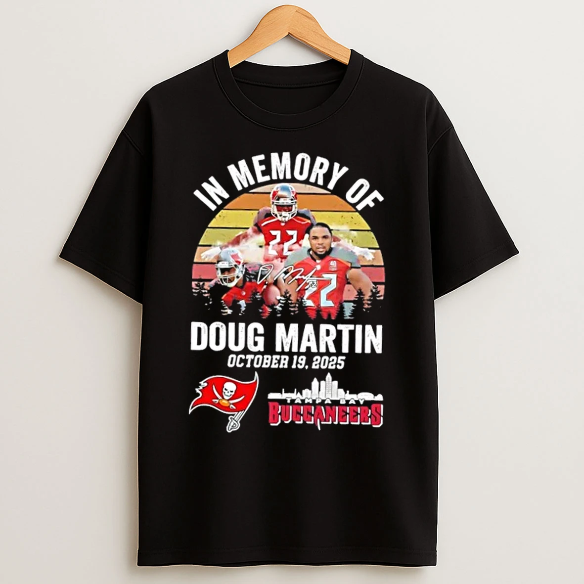 Classic In Memory Of Doug Martin Tampa Bay Buccaneers October 19 2025 Skyline Signature T Shirts