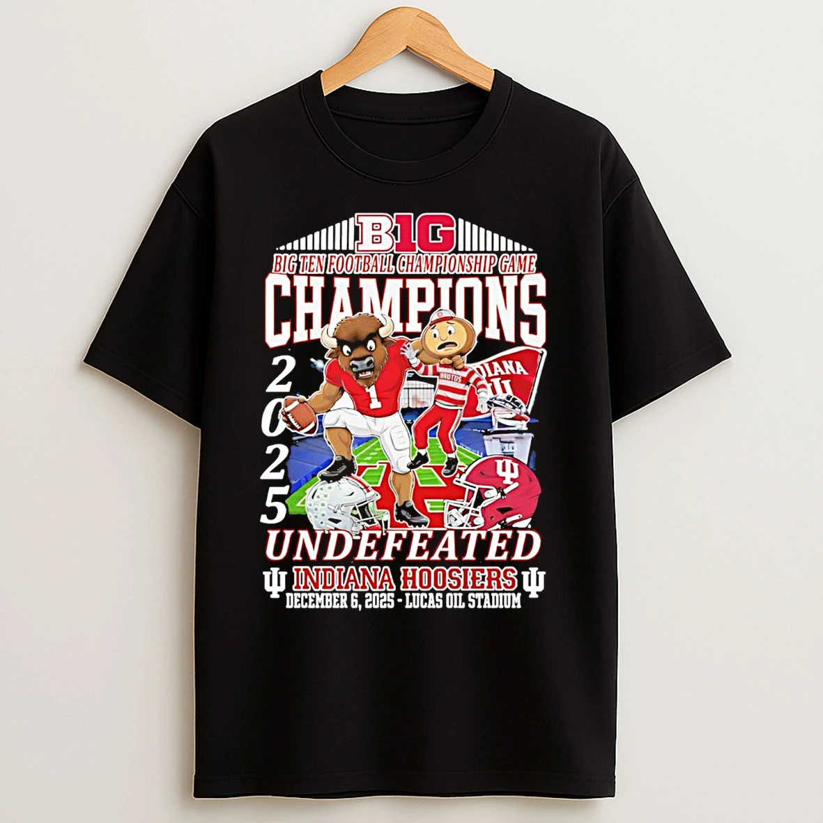 Classic Indiana Hoosiers 2025 Big 10 Football Champions Undefeated T Shirts