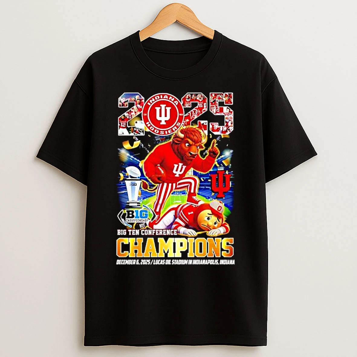 Classic Indiana Hoosiers 2025 Big Ten Conference Champions Hoosier The Bison Mascot T Shirts