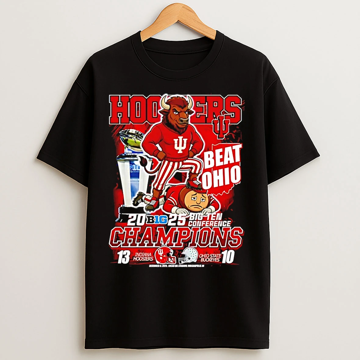 Classic Indiana Hoosiers 2025 Big Ten Conference Champions Beat Ohio Mascot T Shirts