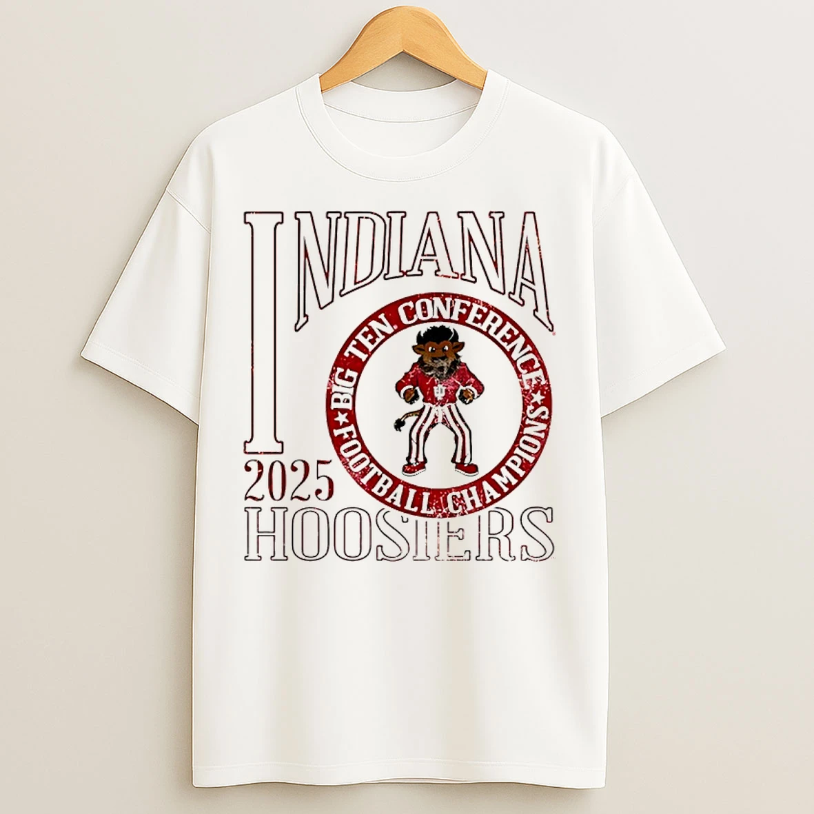 Classic Indiana Hoosiers 2025 Big Ten Football Champions Mascot Vintage T Shirts