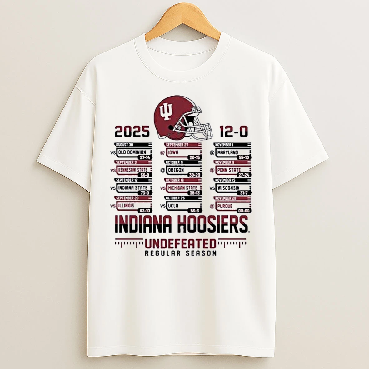 Classic Indiana Hoosiers 2025 Undefeated 12 0 Regular Season T Shirts